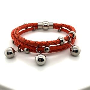 Steel by Design braided leather charm bracelet